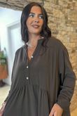 Made in Italy Donegal Cotton Jersey Smock Dress Chocolate